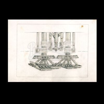 Lot # 18 - Harry Lange Auction - Hand-Drawn Coloured Star Ship Undercarriage