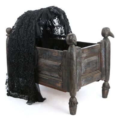 Lot #17 - ADDAMS FAMILY VALUES (1993) - Pubert Addams' (Kaitlyn and Kristen Hooper) Carved Wooden Baby Crib