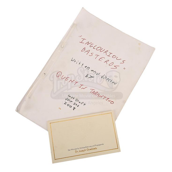 Lot 393 Inglourious Basterds 09 Premiere Invitation Card And Production Used Script Price Estimate 300 500