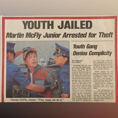 Lot #75 - BACK TO THE FUTURE PART II (1989) - Youth Jailed' USA Today Newspaper