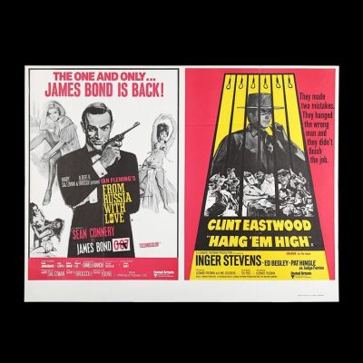Lot #20 - FROM RUSSIA WITH LOVE (1963) / HANG 'EM HIGH (1968) - UK Quad Double-Bill Poster, 1971 Re-Release