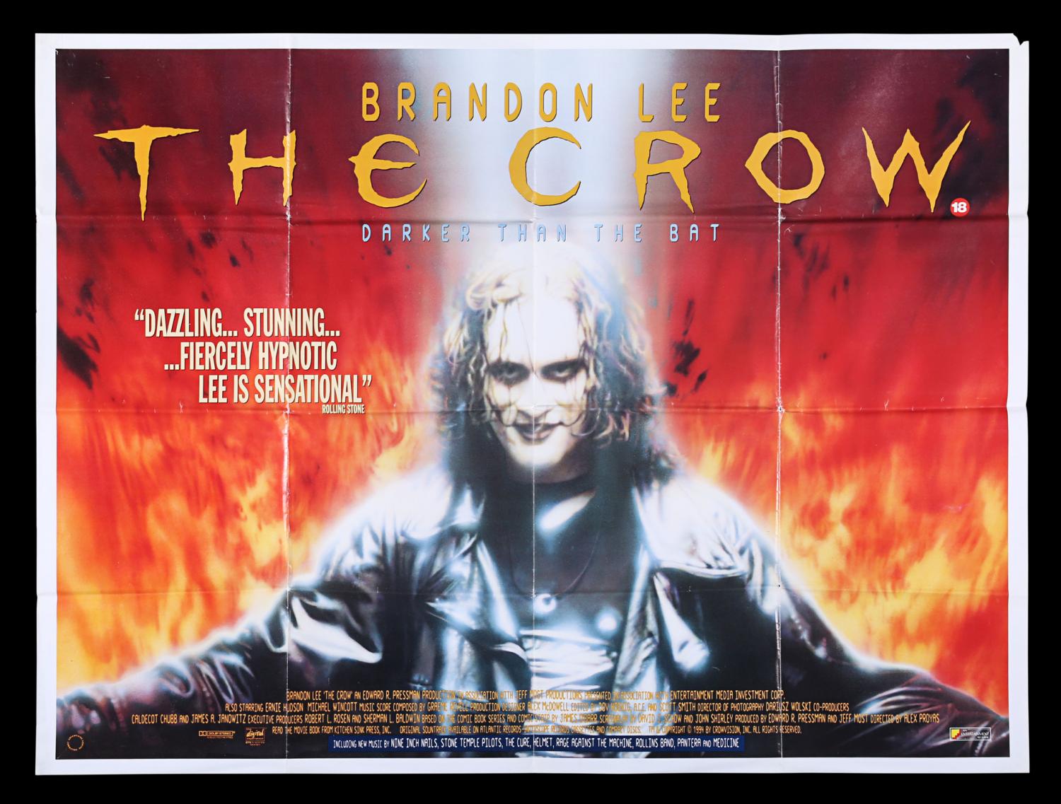 Lot #109 - THE CROW (1994) - US One-Sheet and UK Quad, 1994 - Price  Estimate: $50 - $100