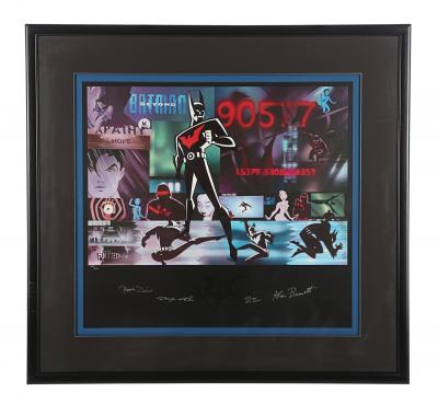 Lot #145 - BATMAN OF THE FUTURE (TV SERIES) 1999-2001 - Framed Opening Sequence Lithograph - 238/500, Autographed by Paul Dini, Darwyn Cooke and Others