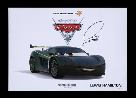 Lot 148 Cars 2 2011 Promotional Poster 2011 Autographed By Lewis Hamilton Price Estimate 100 200