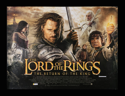 Lot #160 - LORD OF THE RINGS: RETURN OF THE KING (2003) - UK Quad, 2003, Autographed by Christopher Lee, Andy Serkis and Others