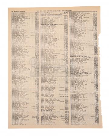 Lot #60 - BACK TO THE FUTURE (1985) - Torn Phone Book Page