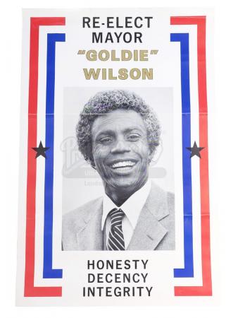 Lot #65 - BACK TO THE FUTURE (1985) - Mayor Goldie Wilson (Donald Fullilove) Campaign Poster