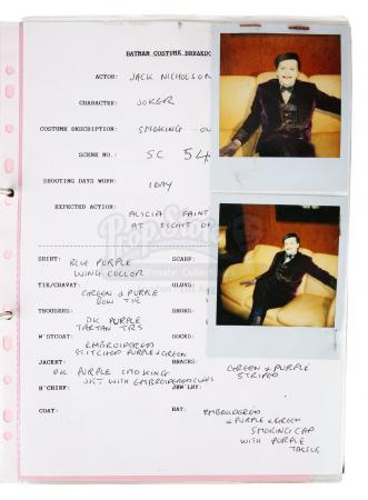 Lot #81 - BATMAN (1989) - Costume Continuity Binder Featuring Archive of Main Cast Polaroids - 6