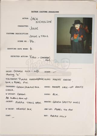 Lot #81 - BATMAN (1989) - Costume Continuity Binder Featuring Archive of Main Cast Polaroids - 27