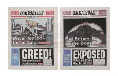 Lot #92 - BATMAN BEGINS (2005) - Two Gotham Post Newspapers