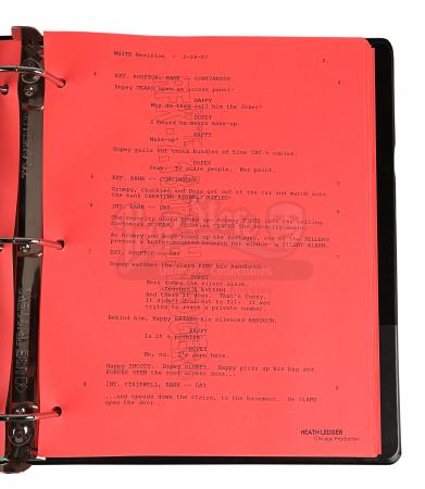 Lot #96 - THE DARK KNIGHT (2008) - Heath Ledger's Personal Script and Wrap Party Token - 5