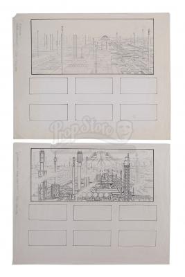 Lot #126 - BLADE RUNNER (1982) - Two Hand-Drawn Hades Landscape Sketches
