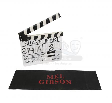 Lot #131 - BRAVEHEART (1995) - Mel Gibson Chair Back & Clapperboard