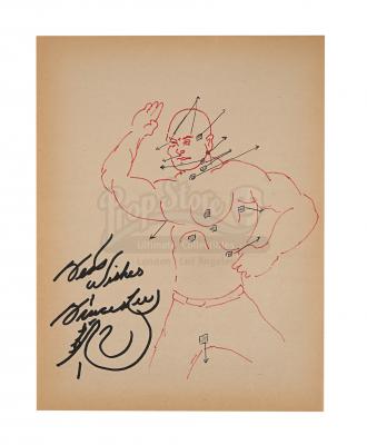 Lot #146 - BRUCE LEE - Bruce Lee Hand-illustrated and Autographed Jeet Kune Do Drawing