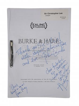 Lot #150 - BURKE & HARE (2010) - Sir Christopher Lee Personal Annotated and Cast-autographed Shooting Script