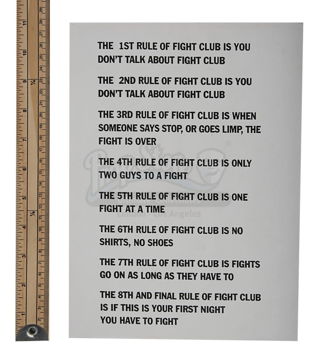 Lot #248 - FIGHT CLUB (1999) - Fight Club Rules Sheet