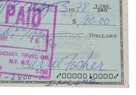 Lot #697 - STAR WARS: A NEW HOPE (1977) - Carrie Fisher Signed Cheque - 2