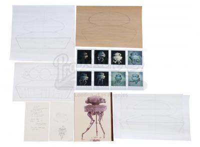Lot #740 - STAR WARS: THE EMPIRE STRIKES BACK (1980) - Probe Droid Continuity Polaroids and Concept Art