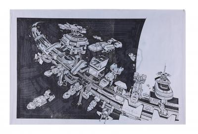 Lot #797 - STARSHIP TROOPERS (1997) - Fleet Battlestation Ticonderoga Production Design Copy with Pen and Ink Additions