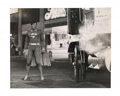 Lot #806 - SUPERMAN IV: THE QUEST FOR PEACE (1987) - Production Still Autographed by Christopher Reeve