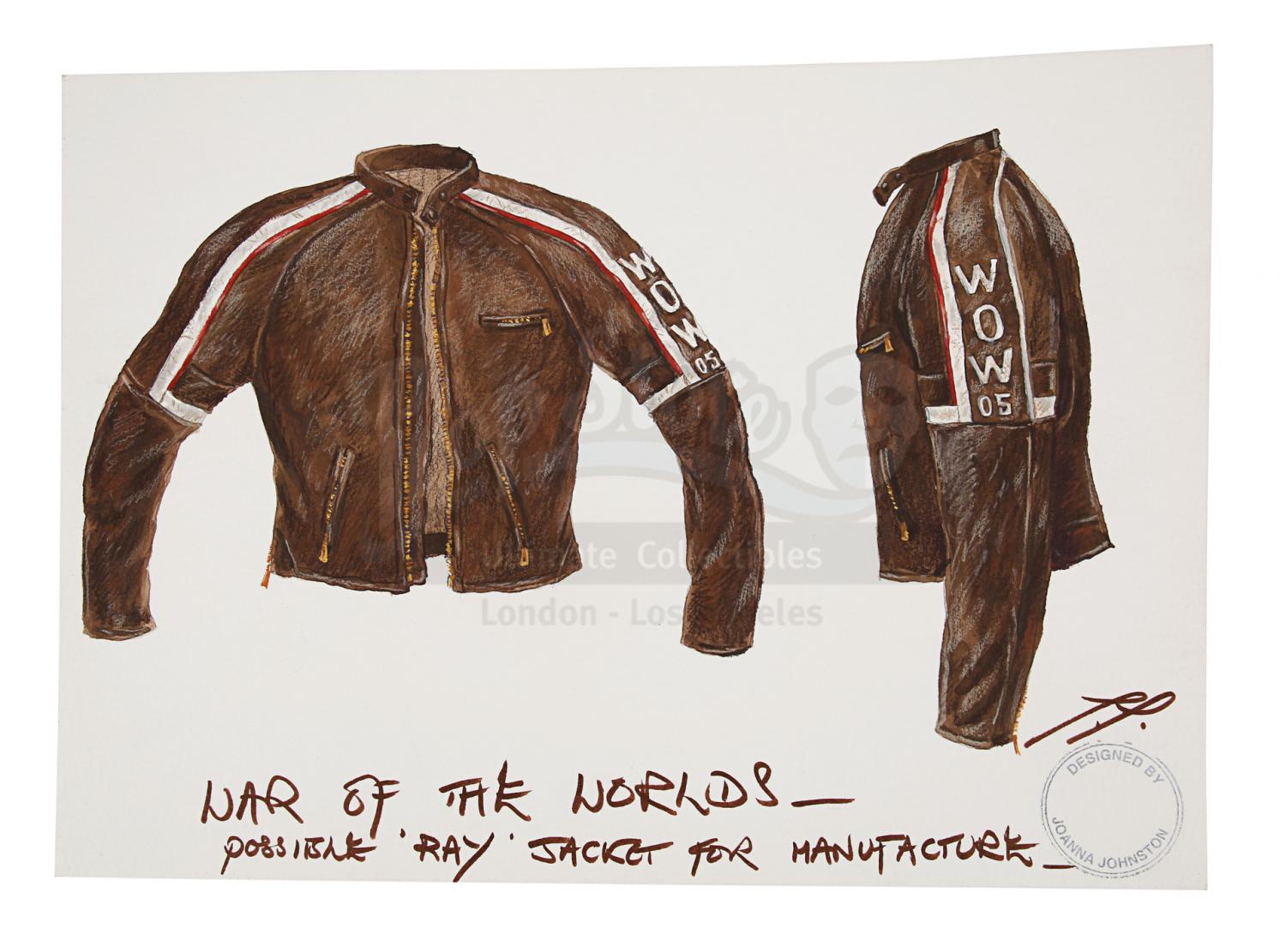 Lot #878 - WAR OF THE WORLDS (2005) - Prototype Belstaff Crew Jacket and  Hand-painted Costume Designs