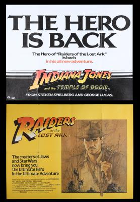 Lot #13 - RAIDERS OF THE LOST ARK (1981) AND INDIANA JONES AND THE TEMPLE OF DOOM (1984) - Two UK Quads, 1981, 1984