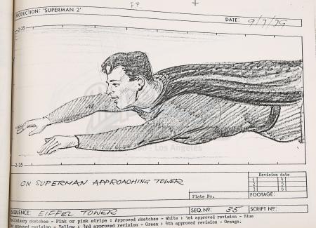 Lot #1031 - SUPERMAN II (1980) - Eiffel Tower Sequence Storyboard File - 6