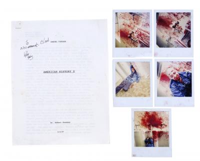 Lot #19 - AMERICAN HISTORY X (1998) - Edward Furlong-signed Daniel Vinyard Hero Essay with Death Scene Continuity Polaroids