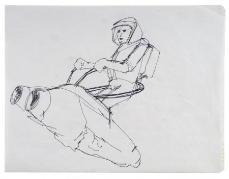 Lot #113 - FLASH GORDON (1980) - Charles Lippincott Collection: Pair of Hand-drawn Chris Foss Space Scooter Concept Sketches - 3