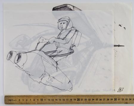 Lot #113 - FLASH GORDON (1980) - Charles Lippincott Collection: Pair of Hand-drawn Chris Foss Space Scooter Concept Sketches - 4