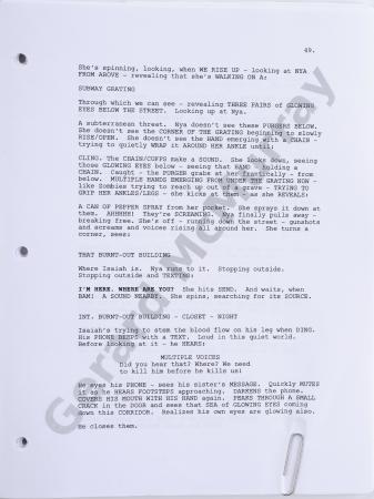 Lot #582 - THE FIRST PURGE (2018) - Director Gerard McMurray's Early Draft Script and Hand-drawn Storyboards - 7