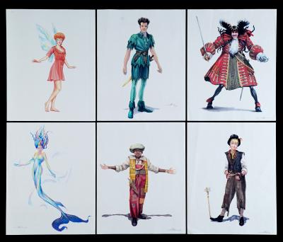 Lot #645 - HOOK (1991) - Set of Six Printed John Bell Costume Concept  Illustrations