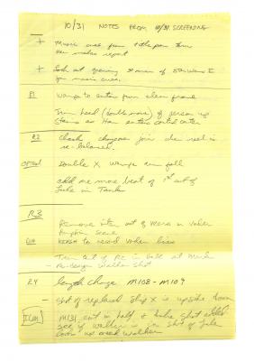 Lot #955 - STAR WARS: THE EMPIRE STRIKES BACK (1980) - Handwritten Notes from Internal Lucasfilm Review Screening on October 31, 1979