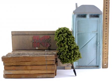 Lot #1081 - VOLCANO (1997) - Tool Box, Portable Restroom, Tree, and Wood Bundle Model Miniatures - 9