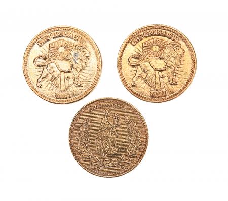 Lot #210 - JOHN WICK: CHAPTER 3 - PARABELLUM (2019) - Set of Three High Table Currency Coins