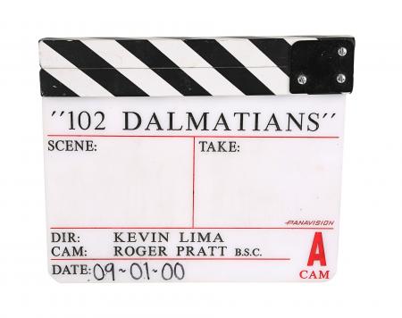 Lot #412 - 102 DALMATIANS (2000) - Cruella de Vil's (Glenn Close) Printed Coat Design and Red Feather with Clapperboard - 2