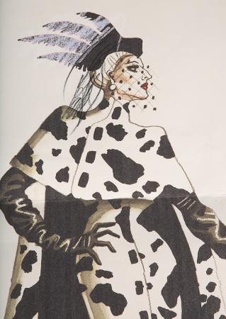 Lot #412 - 102 DALMATIANS (2000) - Cruella de Vil's (Glenn Close) Printed Coat Design and Red Feather with Clapperboard - 7