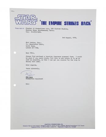 Lot #942 - STAR WARS: THE EMPIRE STRIKES BACK (1980) - Philip Kohler Collection: Location Photographs, Unit List and Production Paperwork - 2