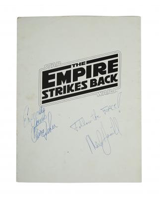 Lot #948 - STAR WARS: THE EMPIRE STRIKES BACK (1980) - Kenny Baker Estate Collection: Carrie Fisher and Mark Hamill Autographed Cast-and-crew Credits Programme