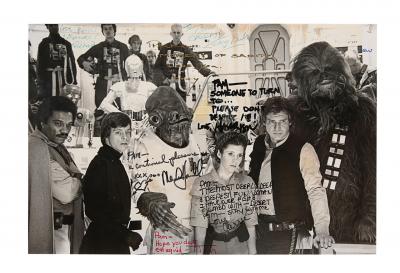 Lot #973 - STAR WARS: RETURN OF THE JEDI (1983) - Harrison Ford, Carrie Fisher, Mark Hamill, Richard Marquand And Main Cast Autographed Photograph