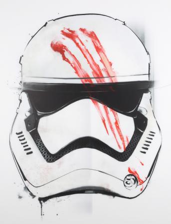 Lot #1008 - STAR WARS: THE FORCE AWAKENS (2015) - Harrods "Star Wars Gallery" Bloodied FN-2187 Stormtrooper Helmet Acrylic Screen Print - 2