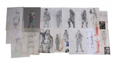 Lot #55 - BRAZIL (1985) - 18 Hand-drawn Costume Designs, Six Security Shield Designs and Three Printed Costume Designs