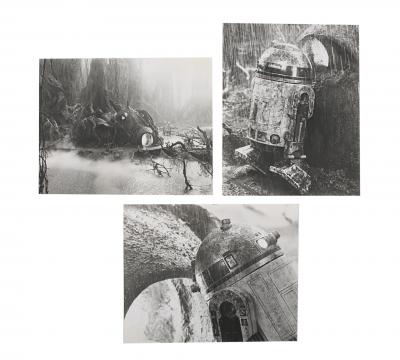 Lot #945 - STAR WARS: THE EMPIRE STRIKES BACK (1980) - Three Rare Production Stills of R2-D2 on Dagobah