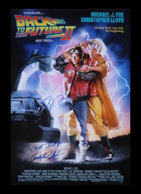Lot #46 - BACK TO THE FUTURE PART II (1989) - Michael J. Fox and Christopher Lloyd Autographed Poster, 1989