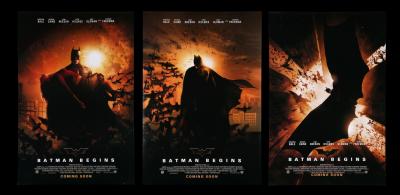 Lot #57 - BATMAN BEGINS (2005) - Three US/International 'Coming Soon' One-Sheets, 2005