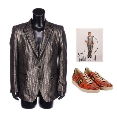Lot # 13 - PERSONAL ITEMS - Sir Rod Stewart's Dolce & Gabbana Jacket, Custom Shoes and Autographed Photo