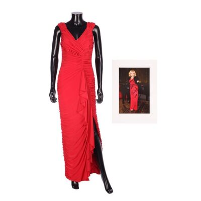 Lot # 31 - PERSONAL ITEMS - Twiggy's (Dame Lesley Lawson) Evening Dress and Autographed Photo