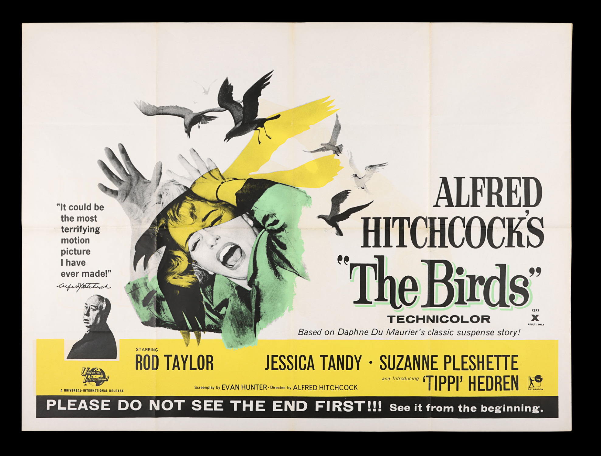 Lot #252 - THE BIRDS (1963) - UK Quad, 1960s Re-release